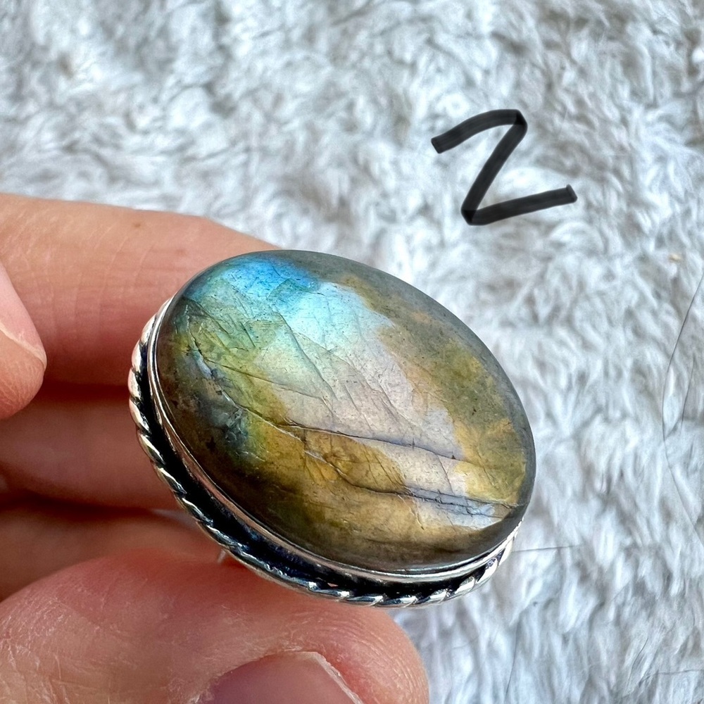 925 YOU CHOOSE! Flash Labradorite Rings! 7 - Picture 4 of 4